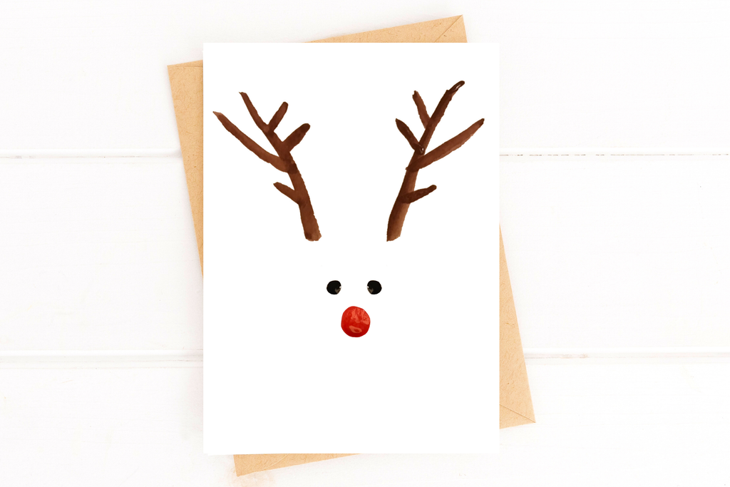Cute Christmas Minimalist Reindeer Watercolor Holiday Card