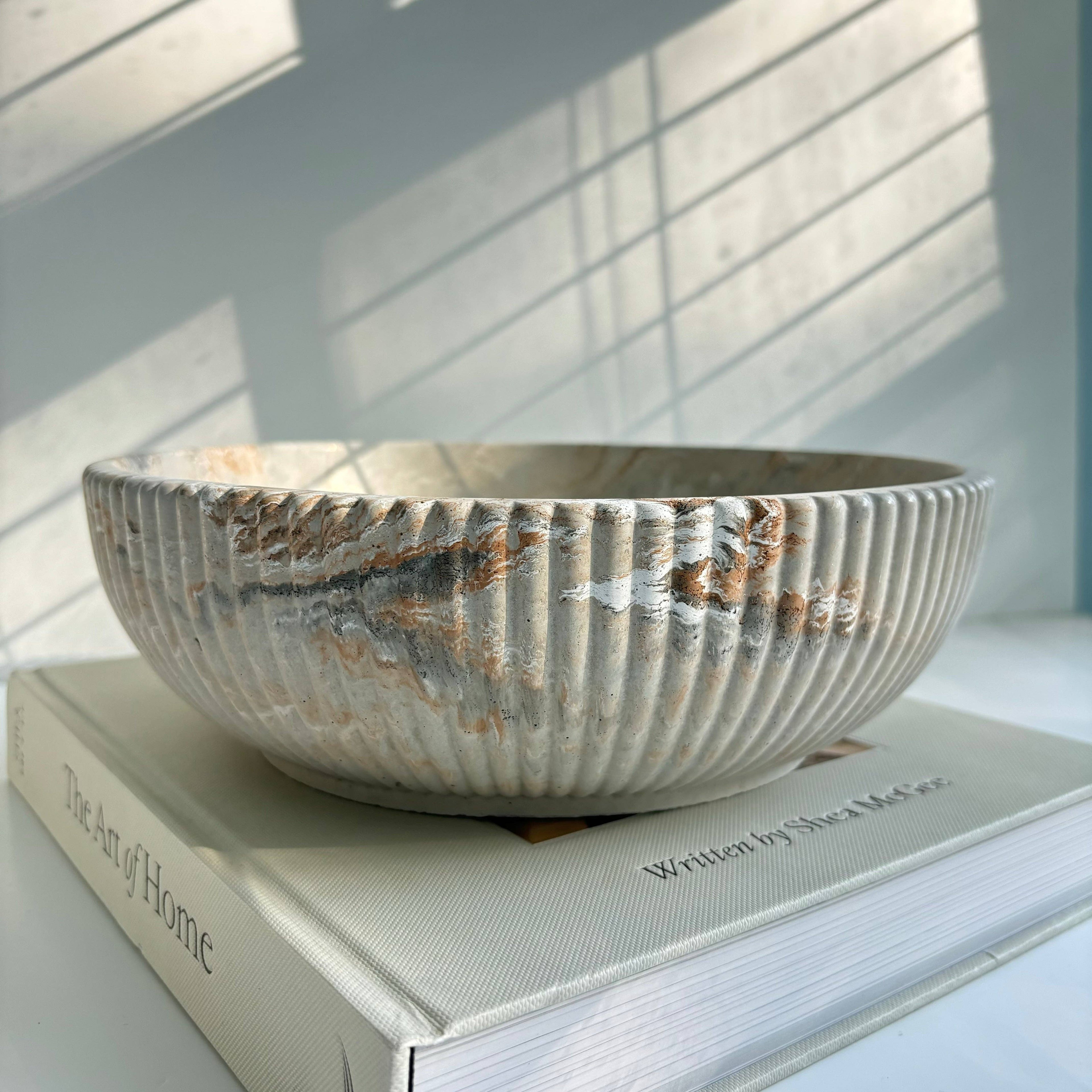 Temis - Fluted Bow | Approx. 10” Concrete Bowl