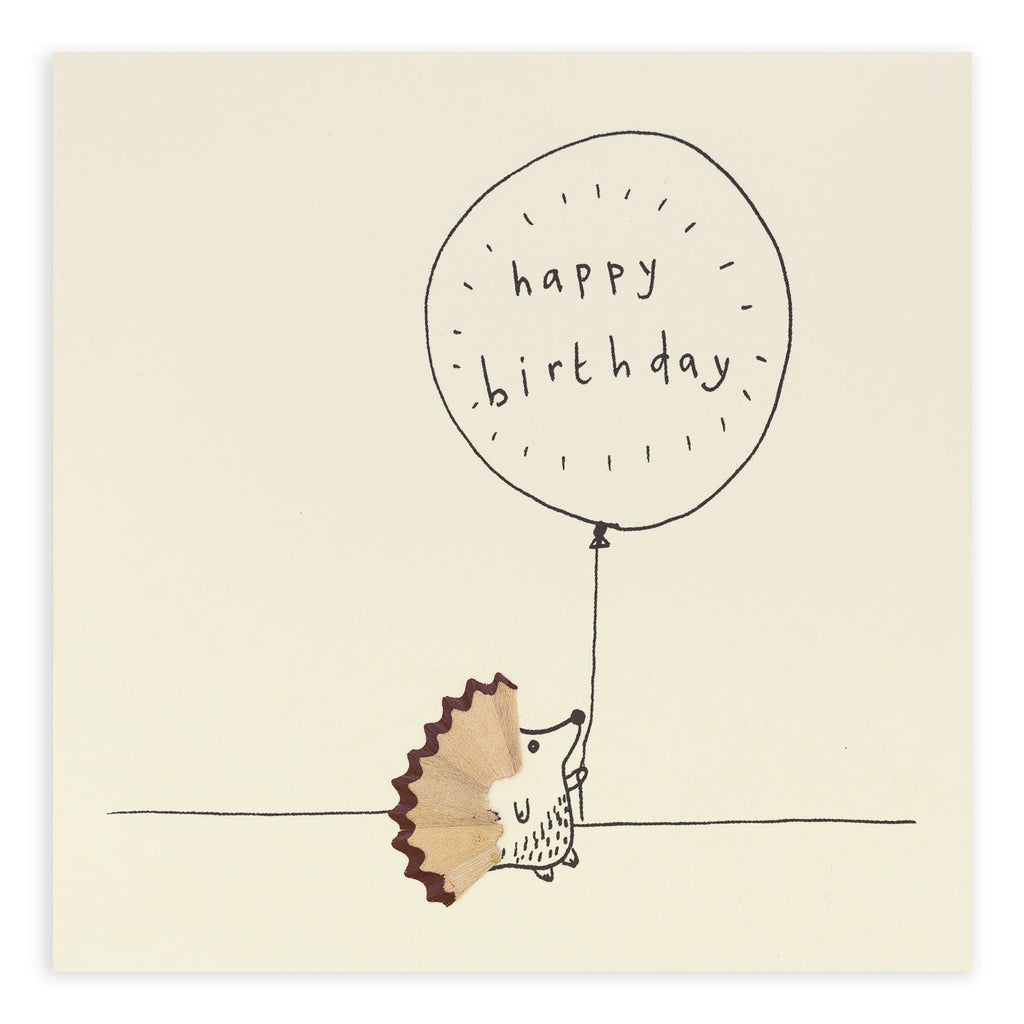 Birthday Hedgehog Card – Handfinished Real Pencil Shavings