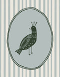 Folk Art Bird Print No. 03, Cream & Blue, Scandinavian Style
