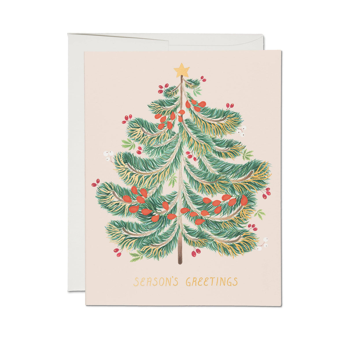 Festive Evergreen holiday greeting card