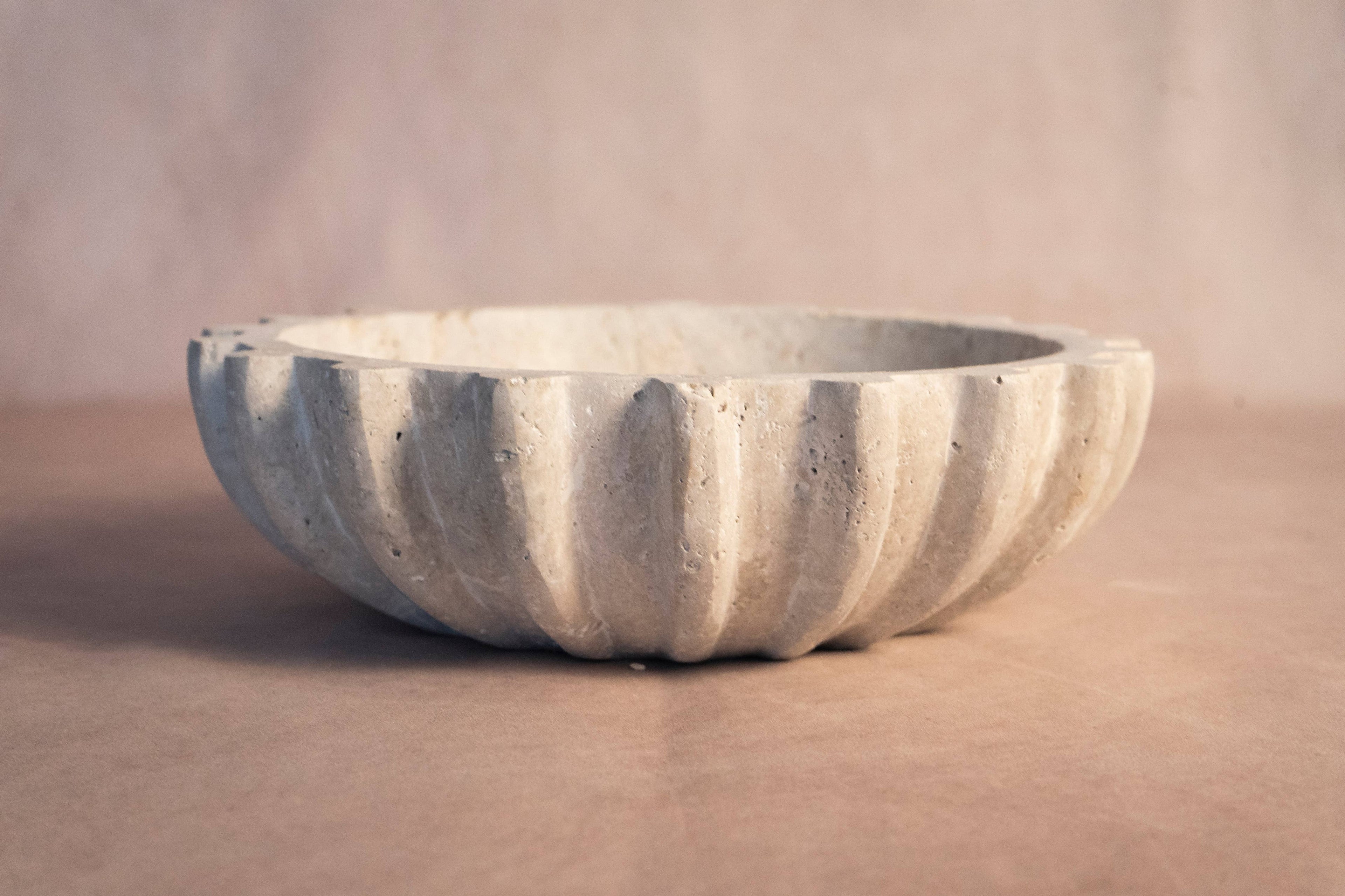 Outer Fluted Bowl - Travertine