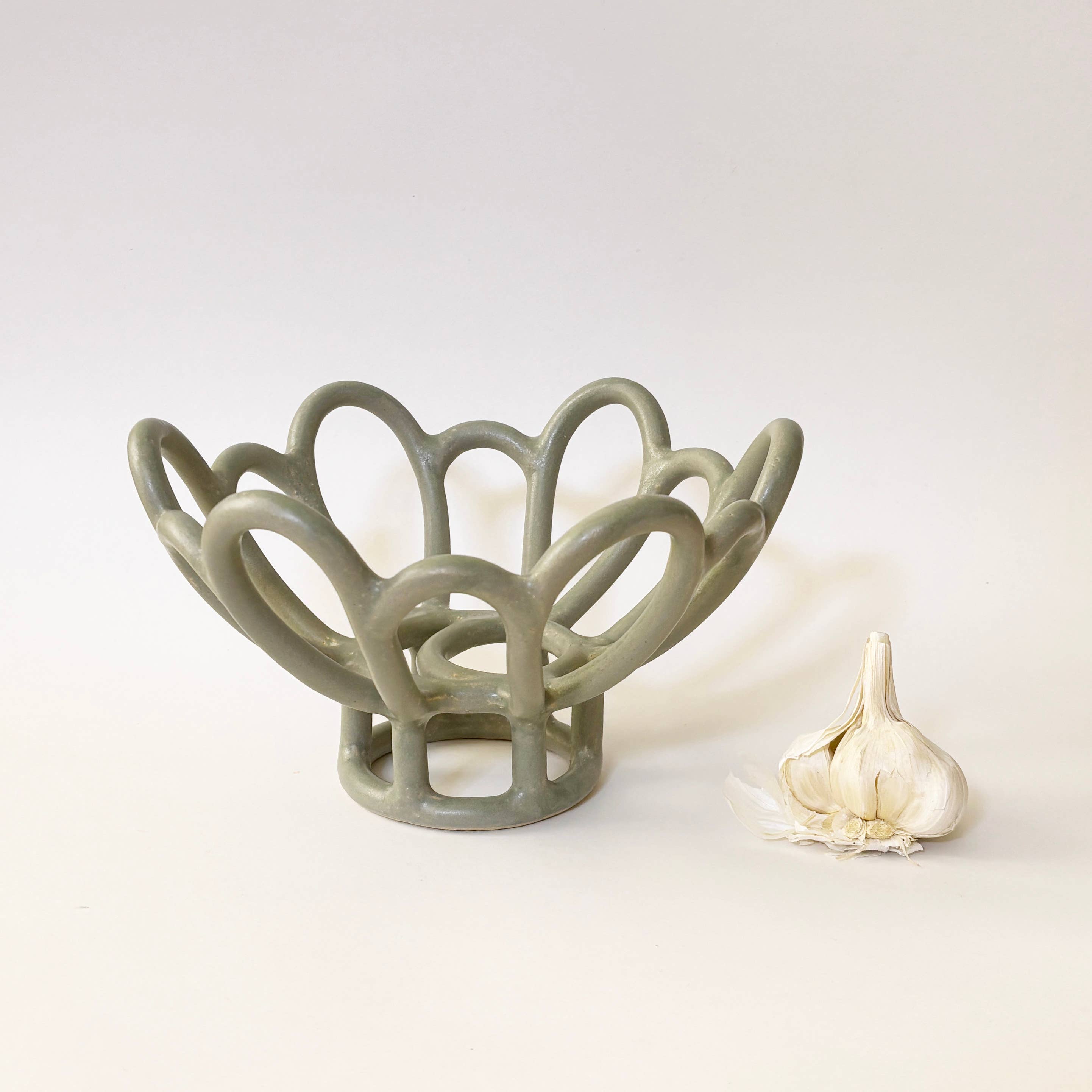 Scallop Coil Pedestal Fruit Bowl - Spring Green