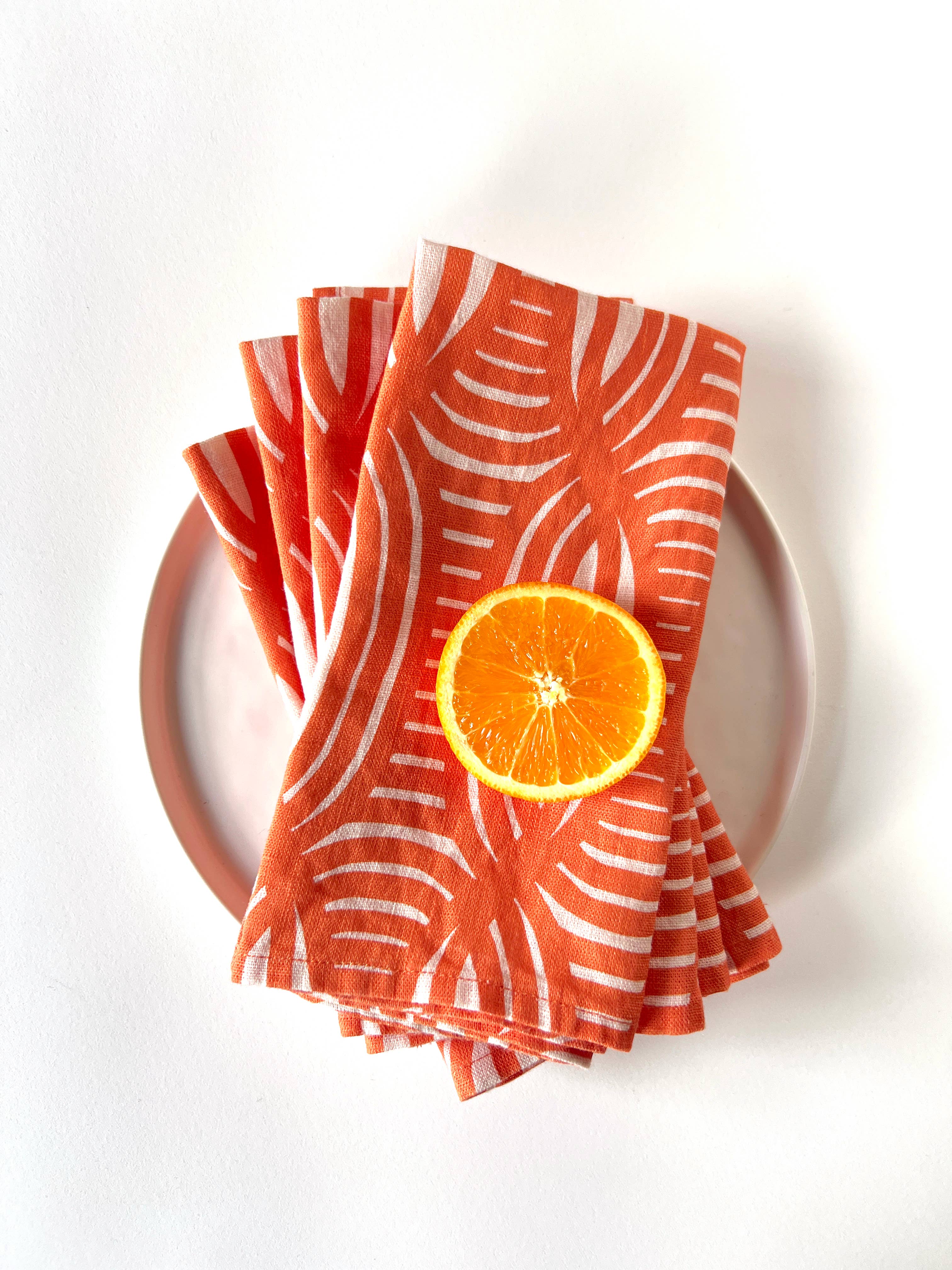 Summer Weave linen napkin, coral, SET OF 4