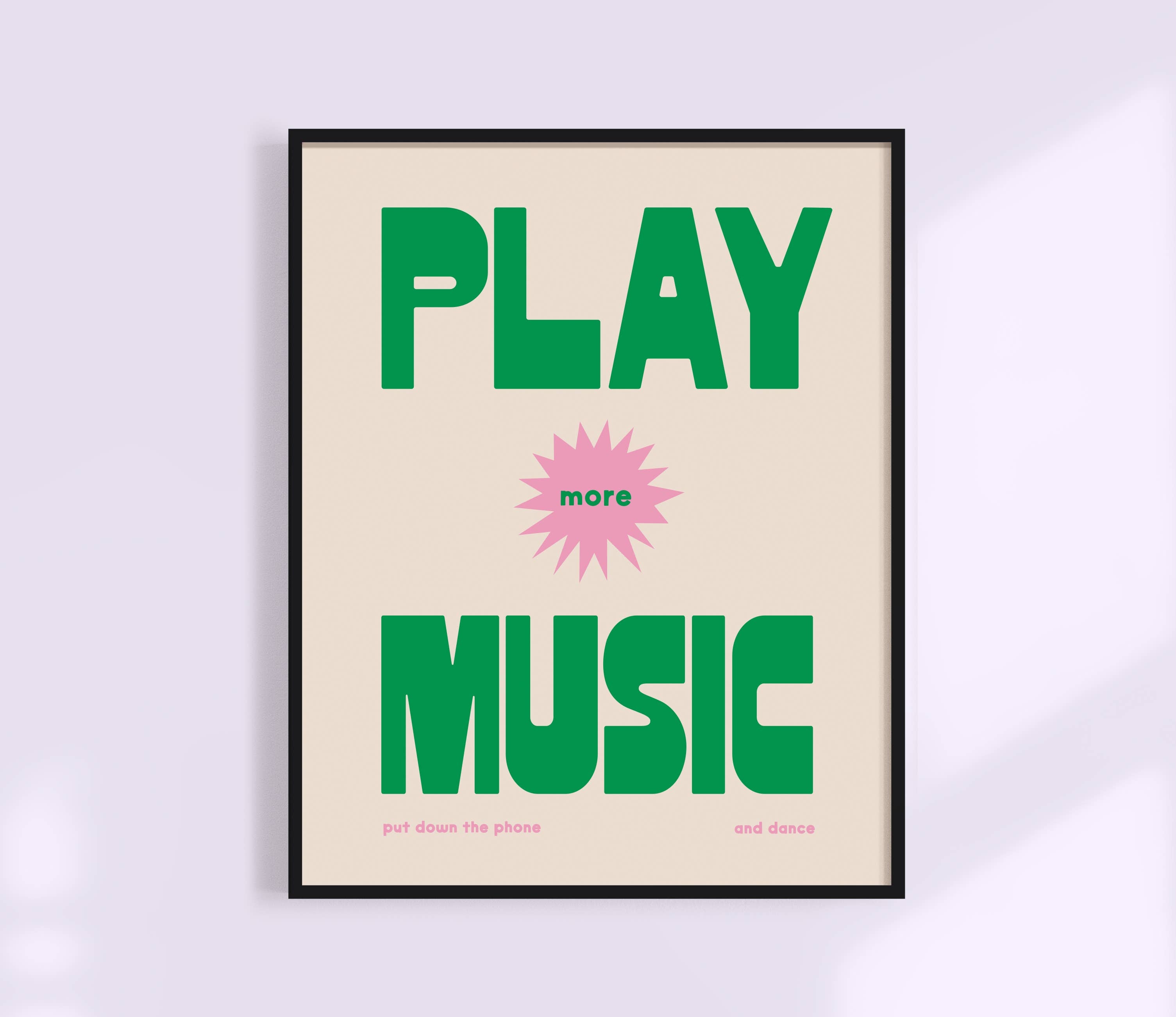 Play More Music Print - Retro Poster