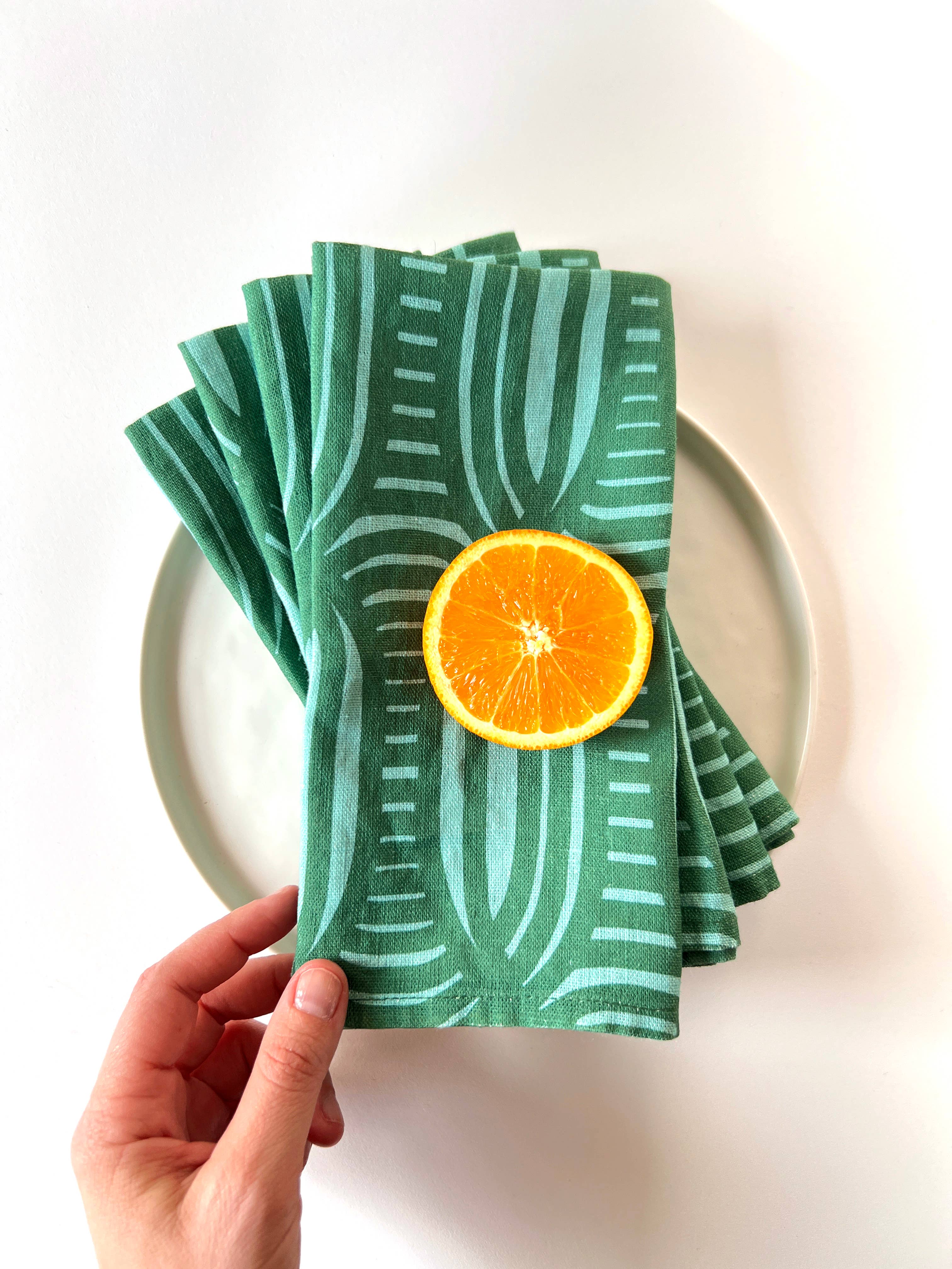 Summer Weave linen napkin, green, SET OF 4