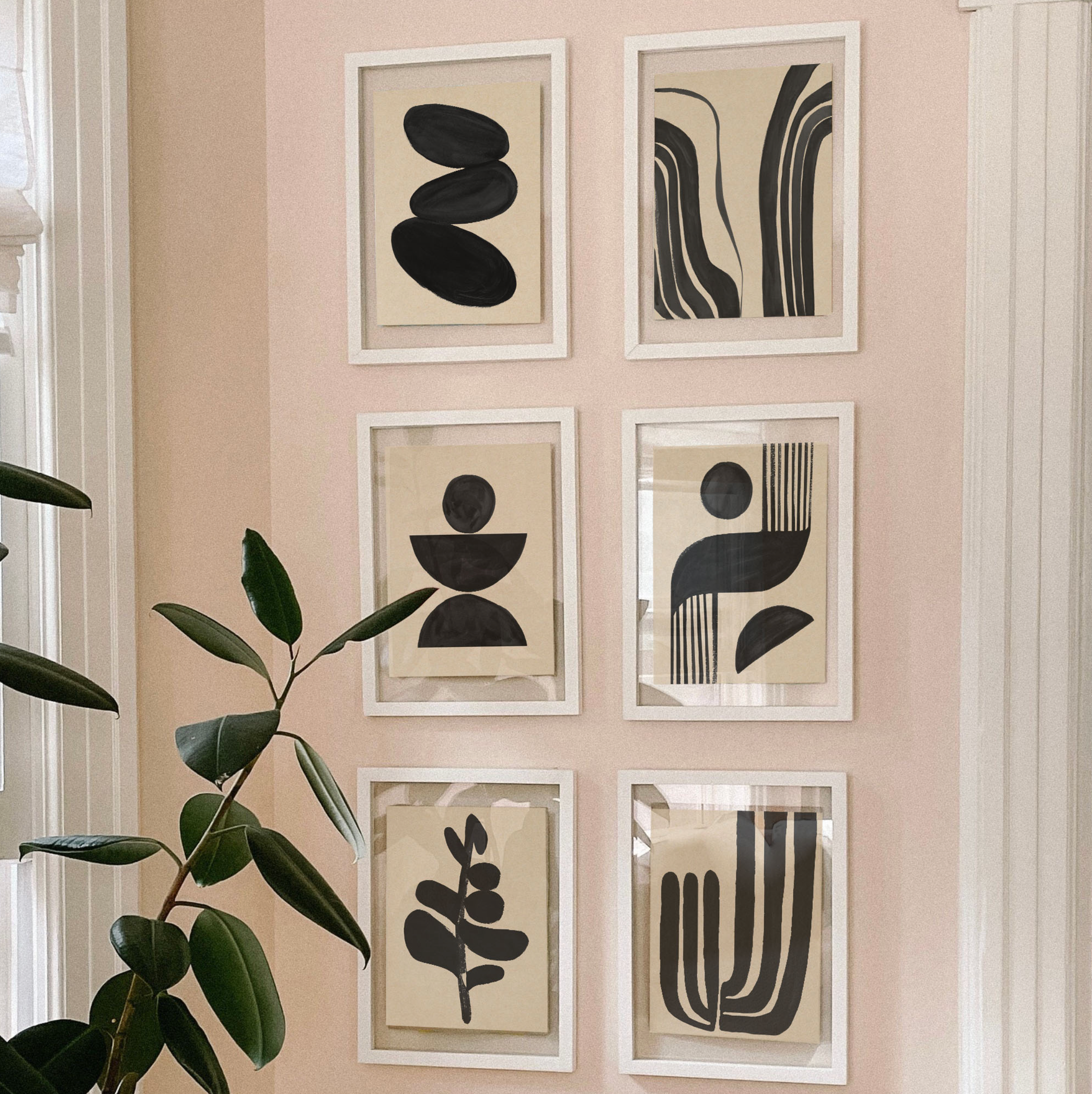 Black & Beige Modern Abstract Art Print "The River"
