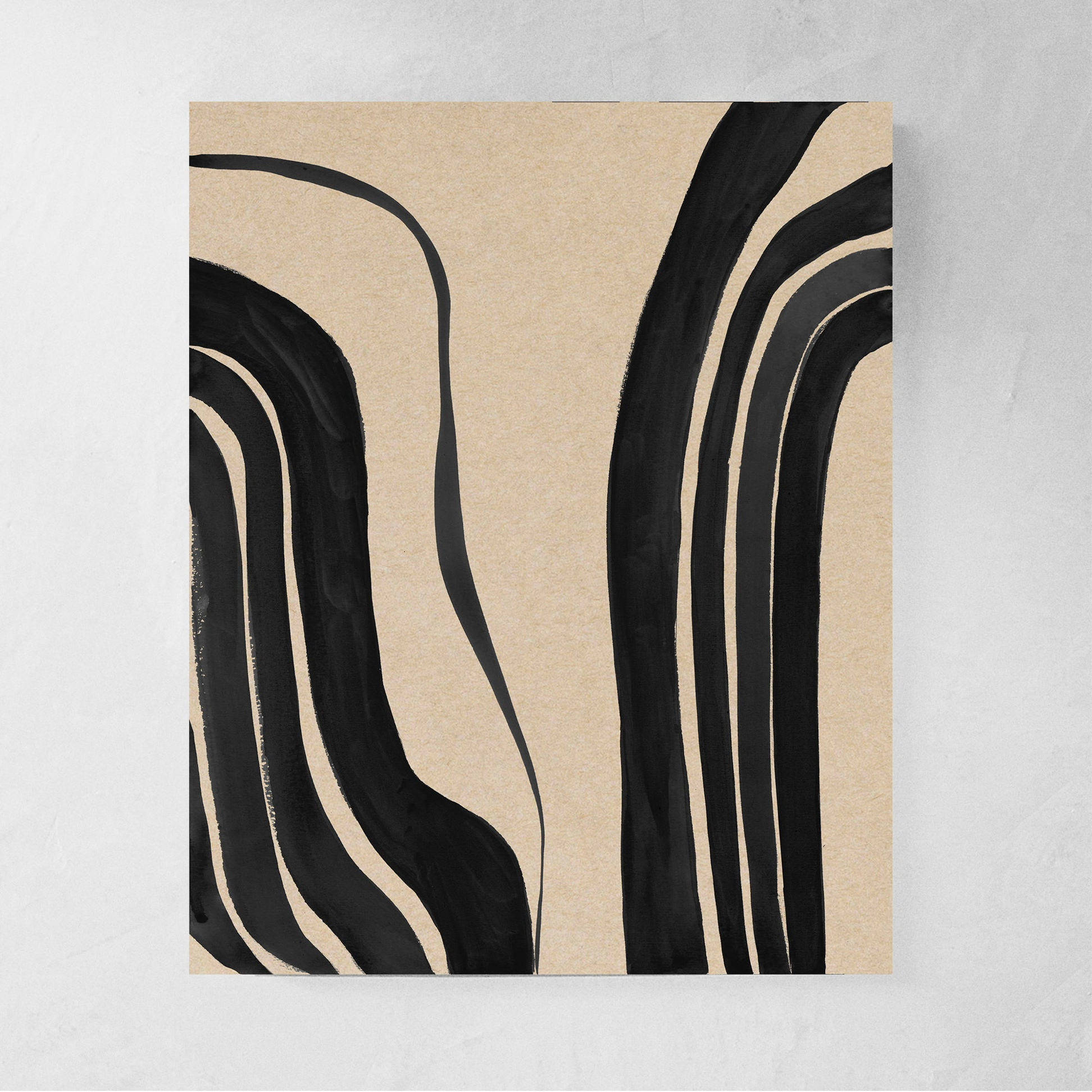 Black & Beige Modern Abstract Art Print "The River"