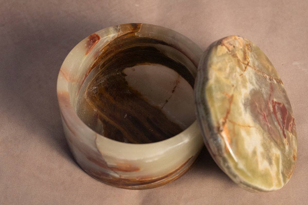 Small Trinket Box - Onyx Multi Green