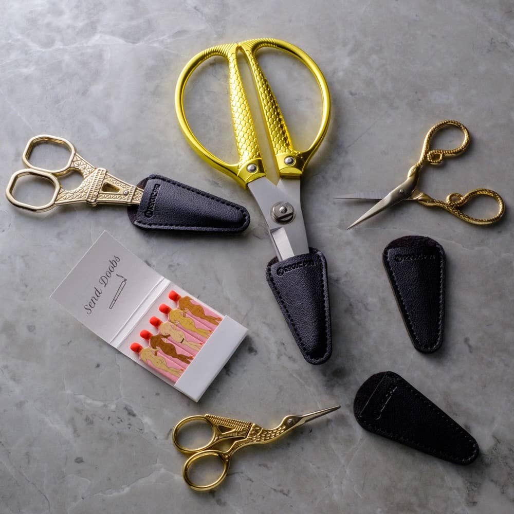 Crane Scissors Gold-Tone or Silver Stainless Steel 3.5"