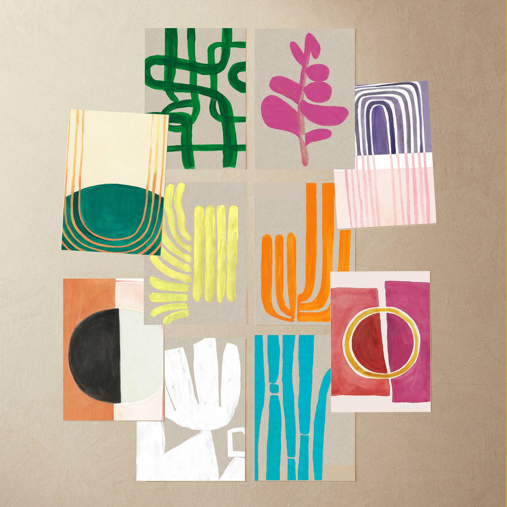 Pack of 10 Midcentury Modern Abstract Colorful Postcards MCM