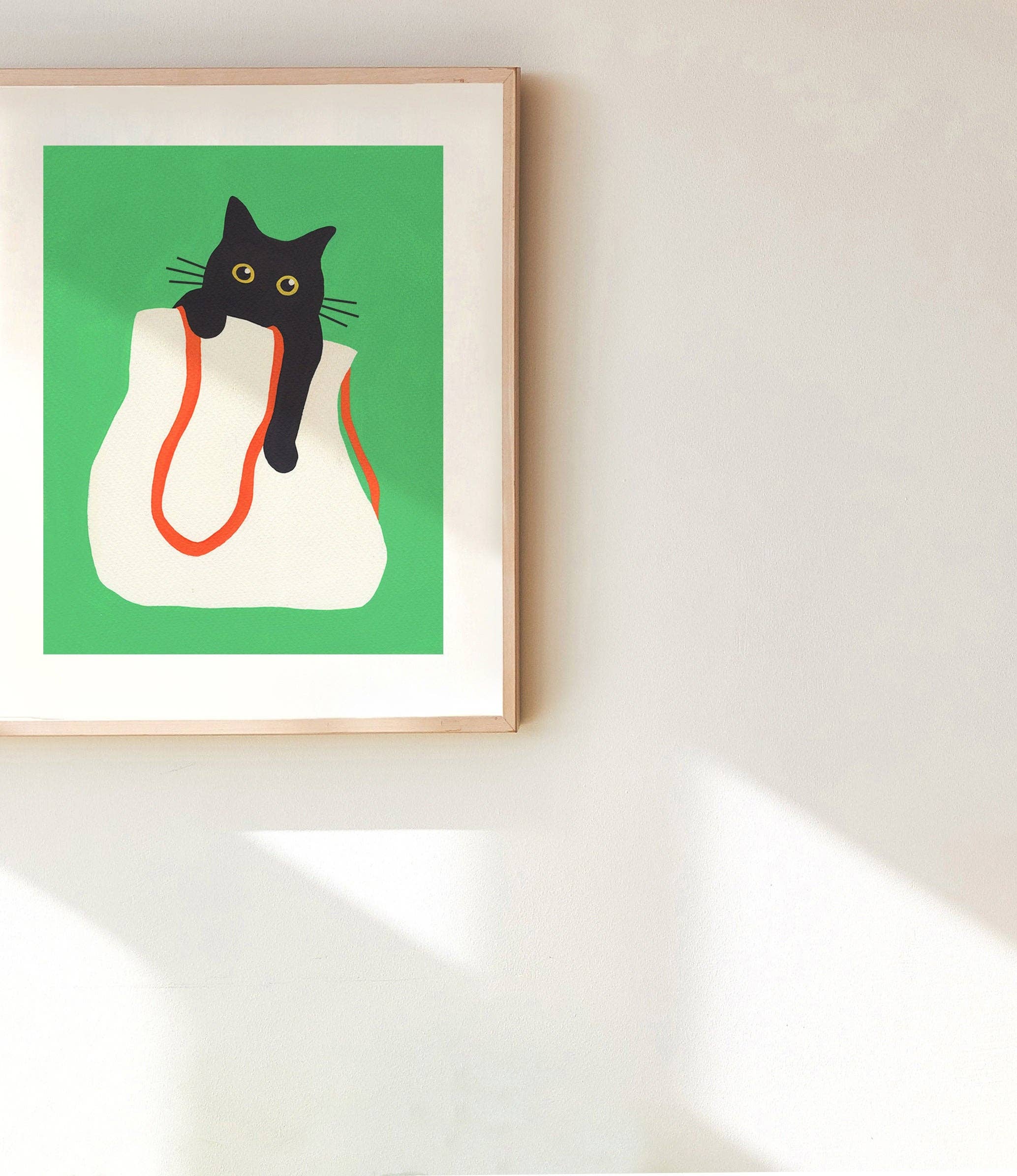 Cat in Bag Art Print