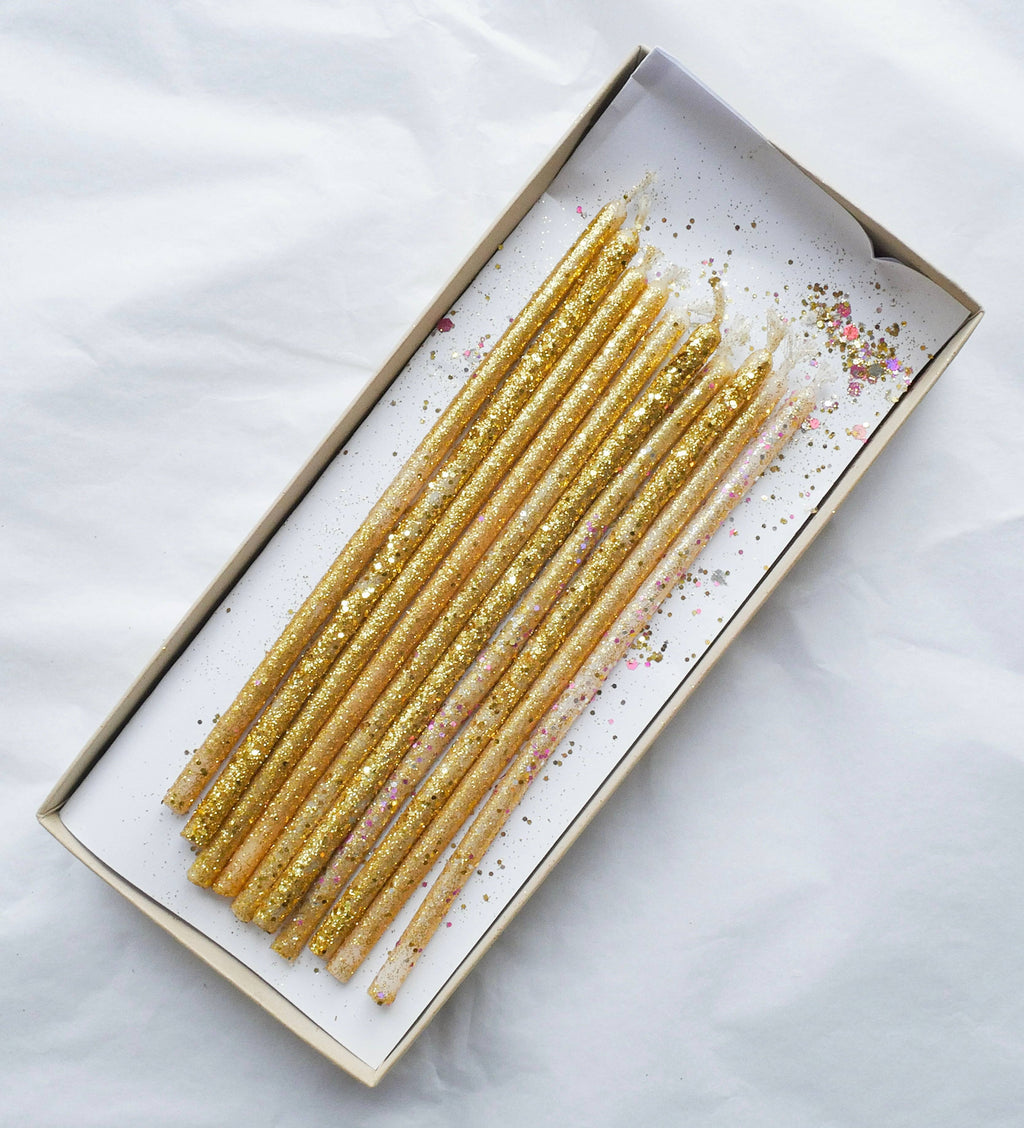 Birthday candles natural wax / Biodegradable glitter