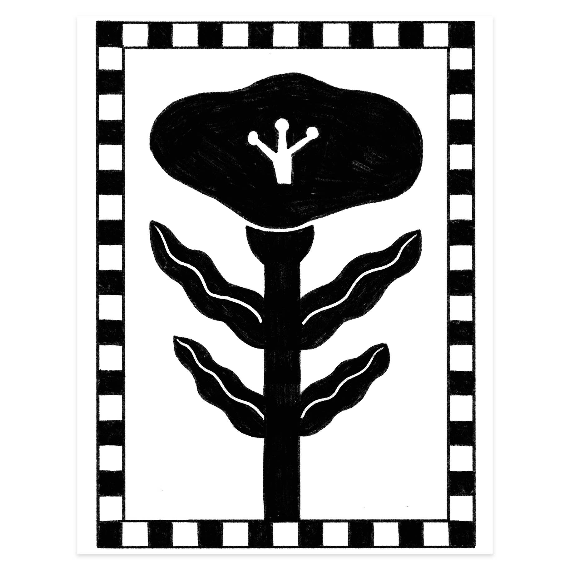 Checkered Flower Art Print