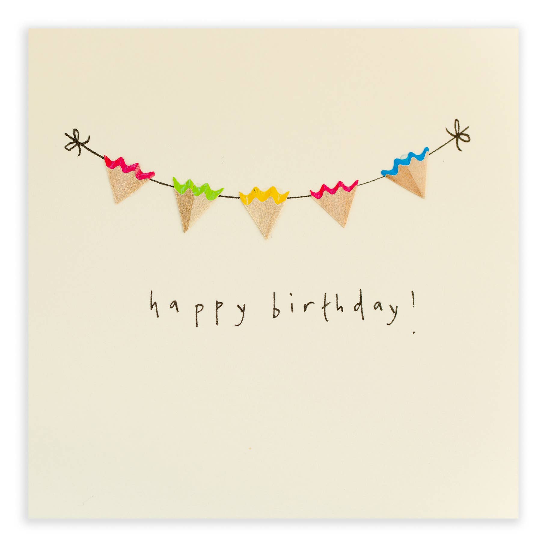 Birthday Bunting Card– Handfinished UK Real Pencil Shavings