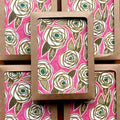 Gold Roses on Pink / Boxed Note Cards