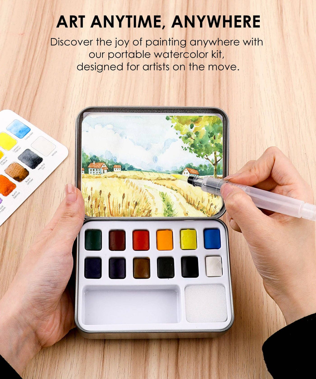 Watercolor Pocket Set Of 12 With Brush