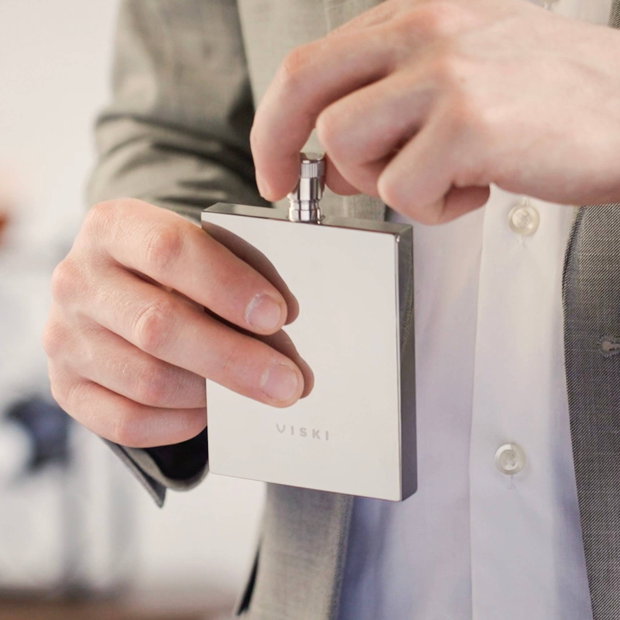 Harrison Polished Stainless Steel Slim Flask
