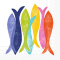 Paper Cocktail Napkin 20 Ct Hand Stamp Fish