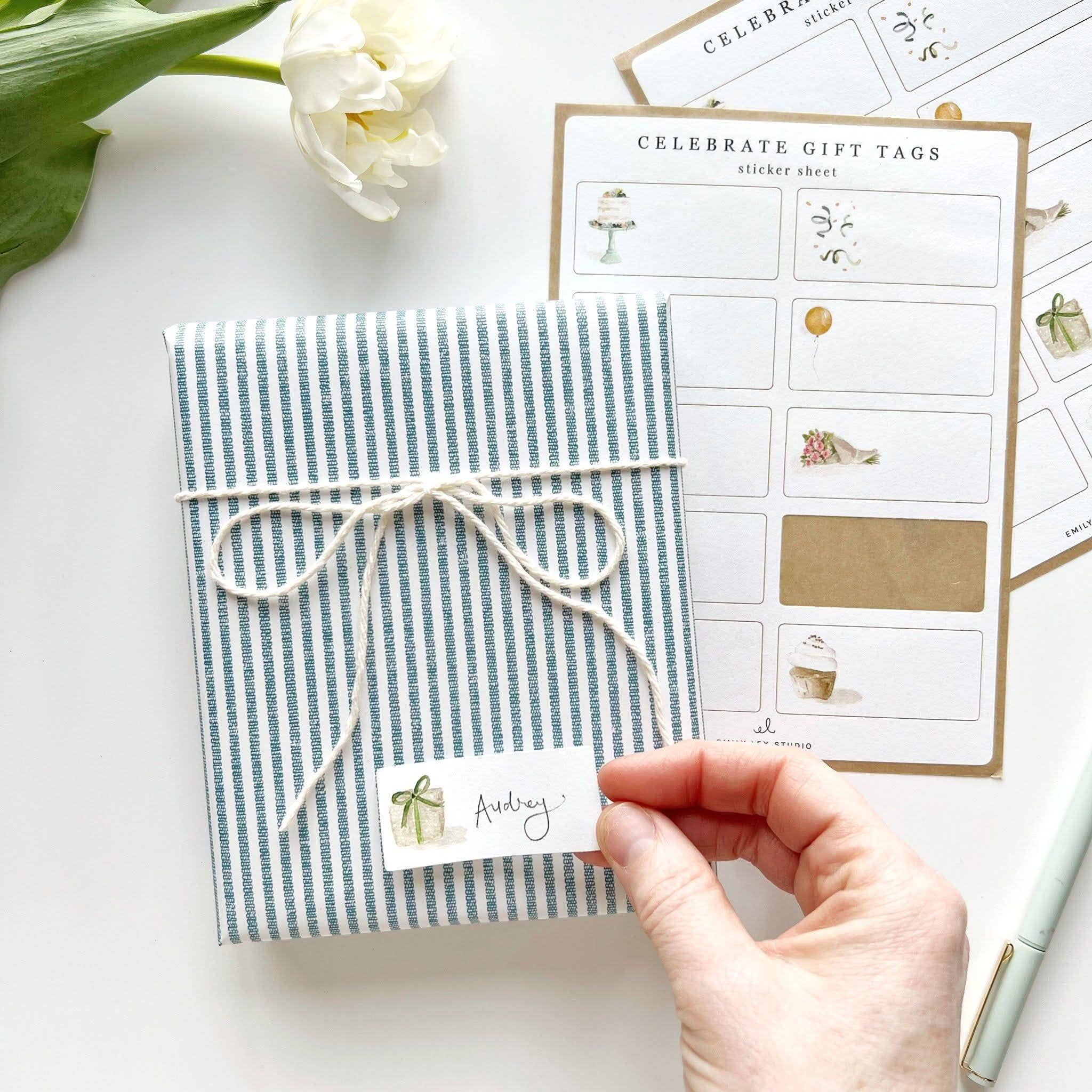 Celebrate gift tag label sticker sheets