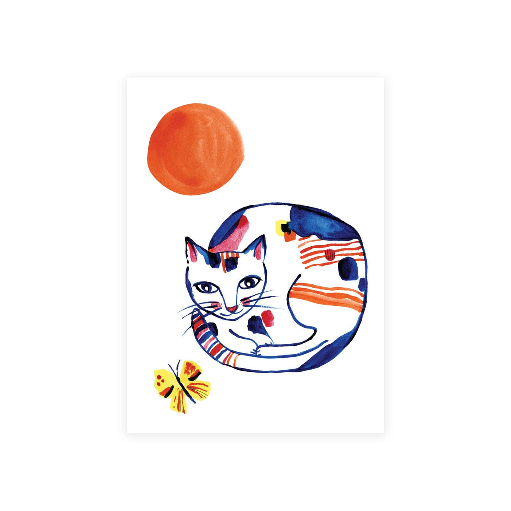 Nippon Cat with Yellow Butterfly / Boxed Note Cards