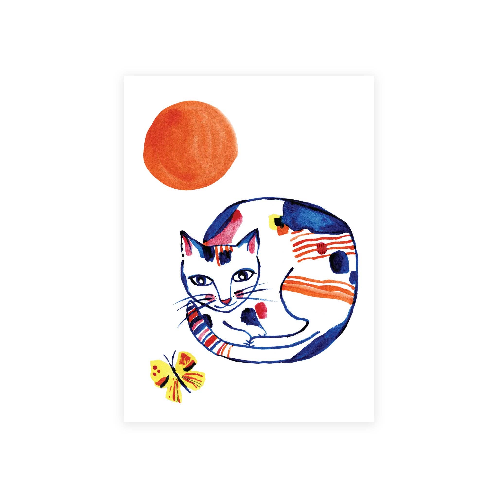 Nippon Cat with Yellow Butterfly / Boxed Note Cards