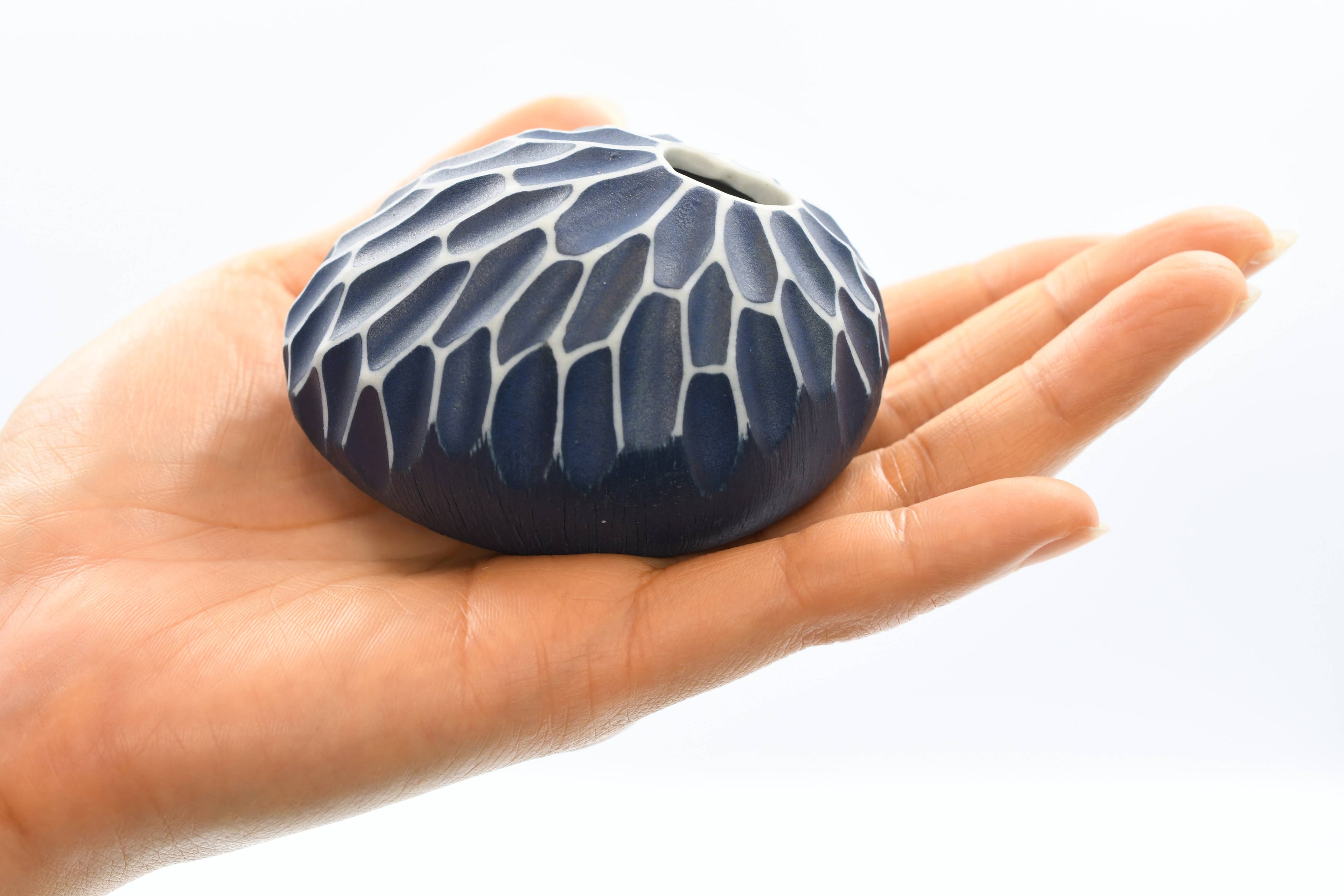 159W69BLUE PEBBLE MINI S-Handcrafted Porcelain Bud Vase