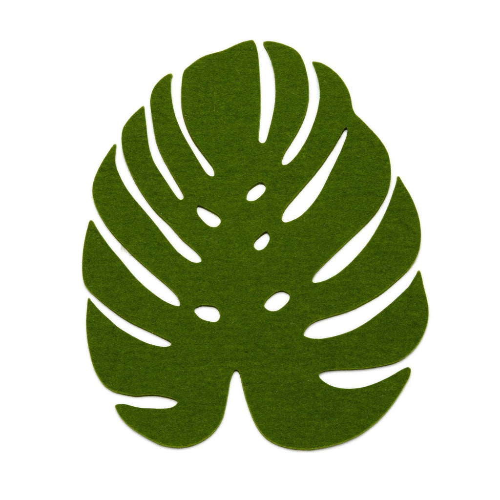 Merino Wool Felt Medium Monstera Leaf Trivet Loden Green