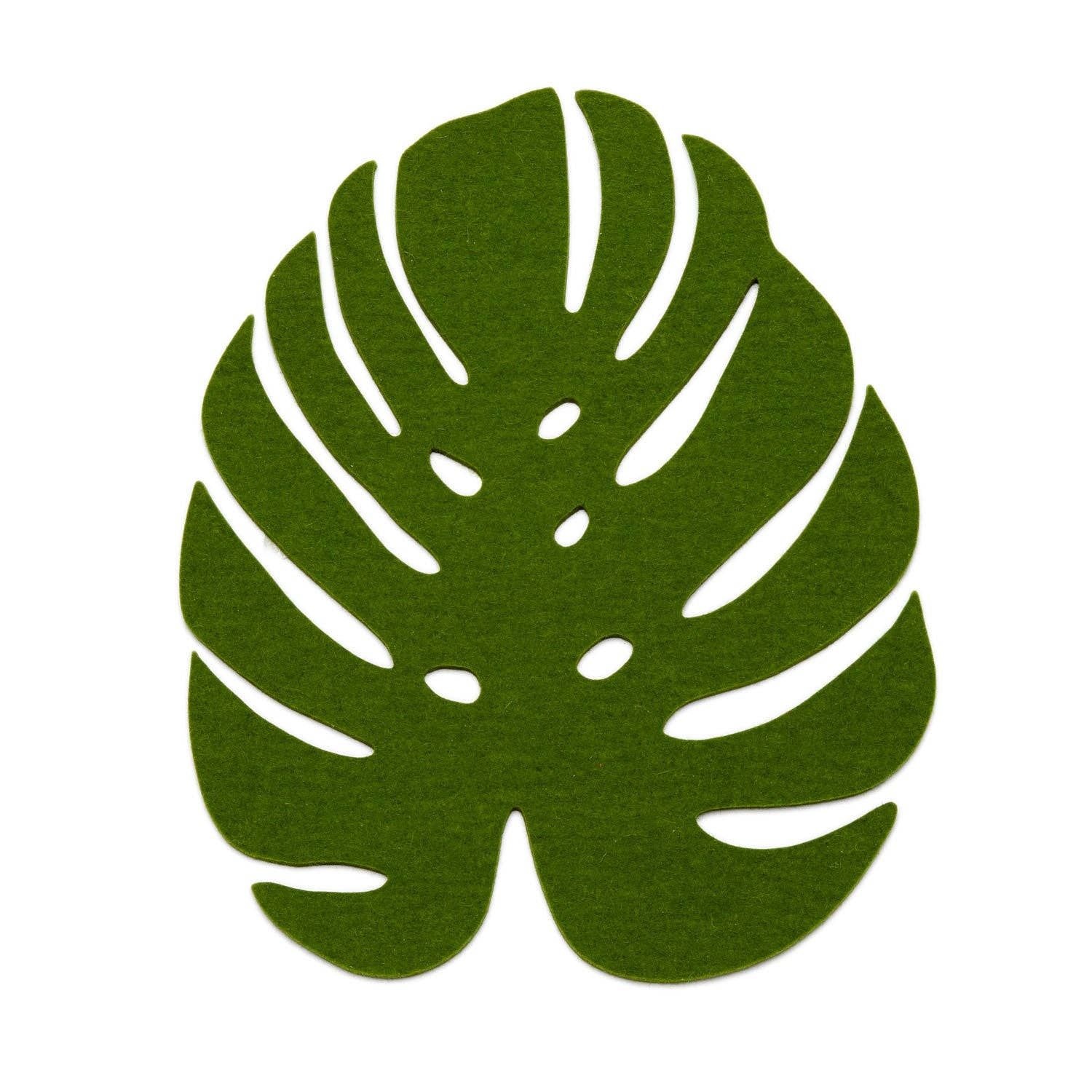Merino Wool Felt Medium Monstera Leaf Trivet Loden Green