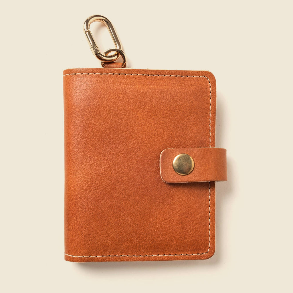 Snap Leather Wallet with key ring - Natural