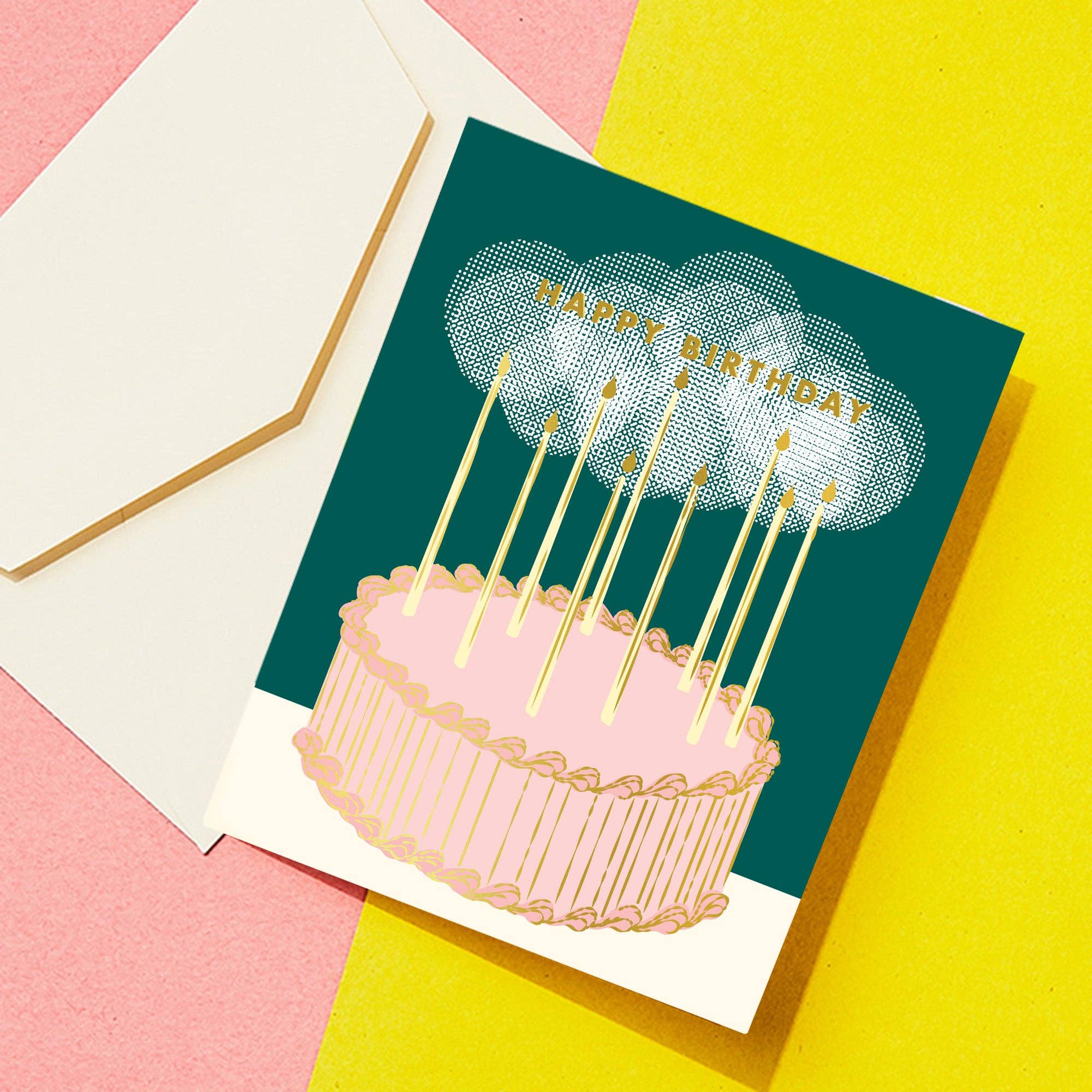 Glowy Birthday Cake | Gold Foil Birrthday Card