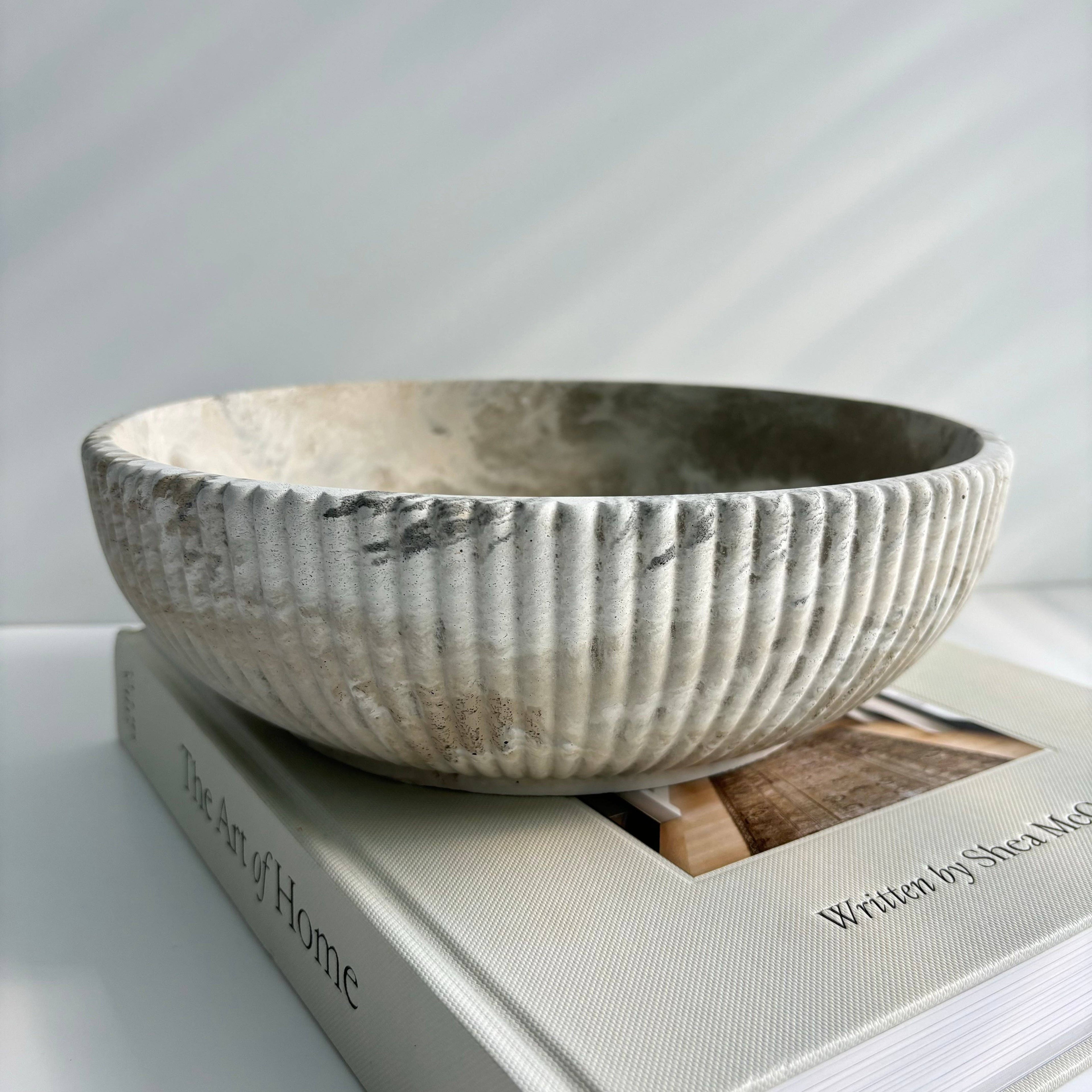 Temis - Fluted Bow | Approx. 10” Concrete Bowl