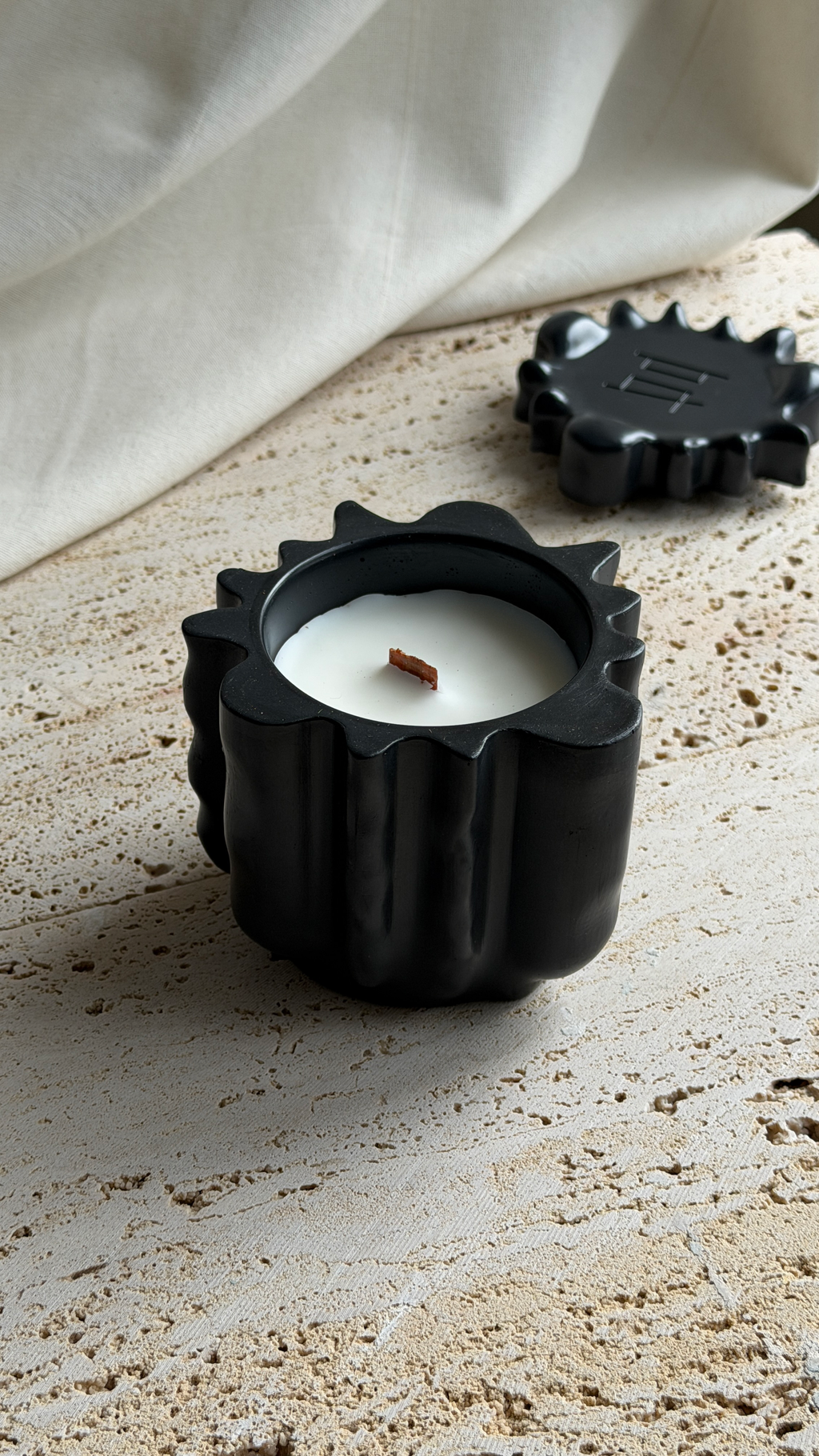 FICUS no. 2 - coconut wax candle in hand cast concrete jar
