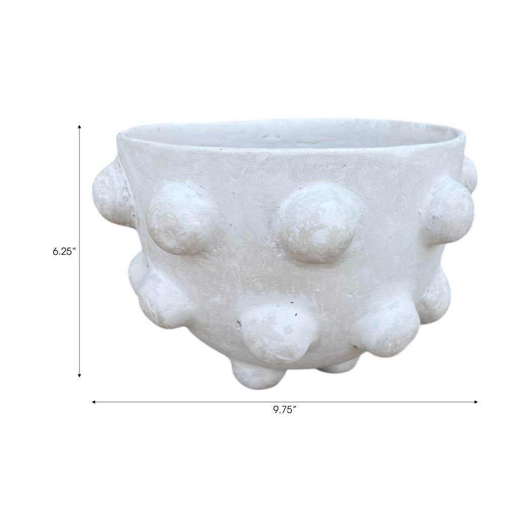 Decorative Bowl - White Ceramic Hobnail Exterior, 6 in.