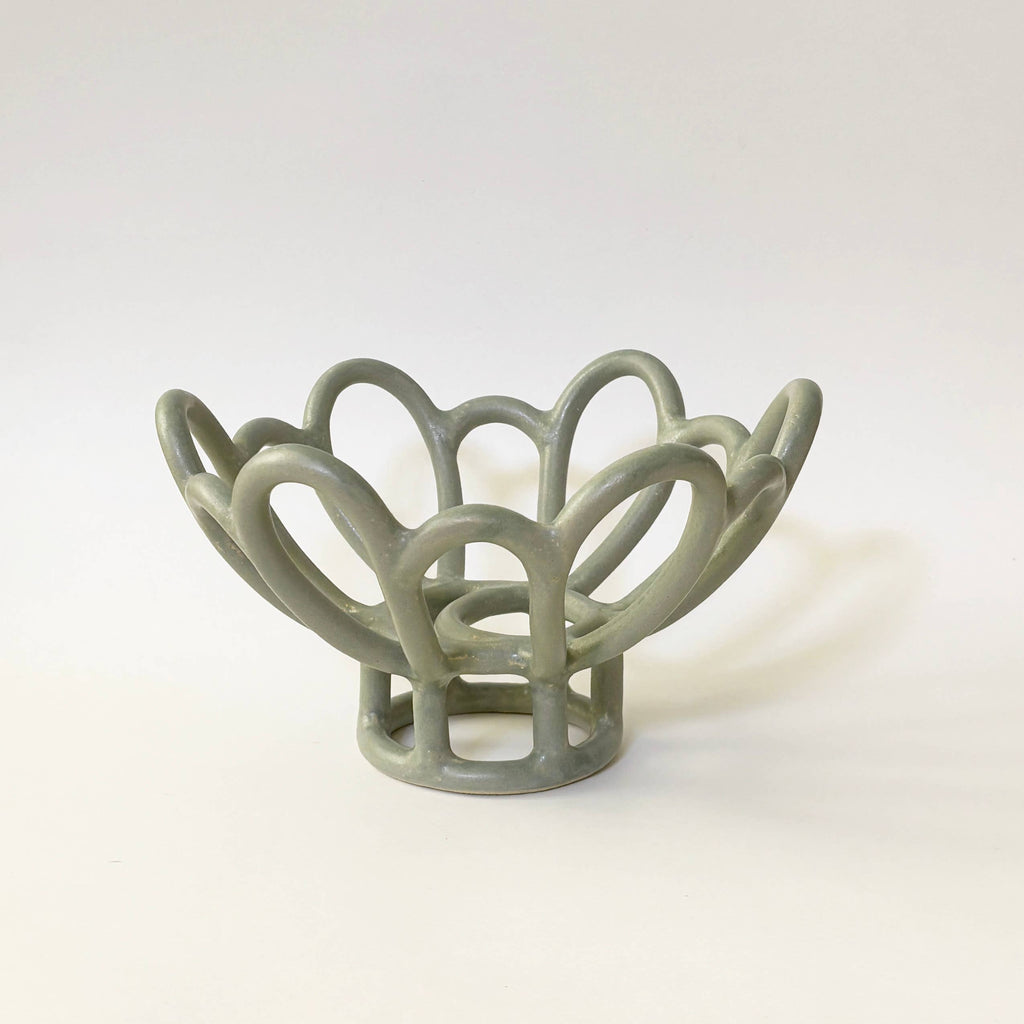 Scallop Coil Pedestal Fruit Bowl - Spring Green