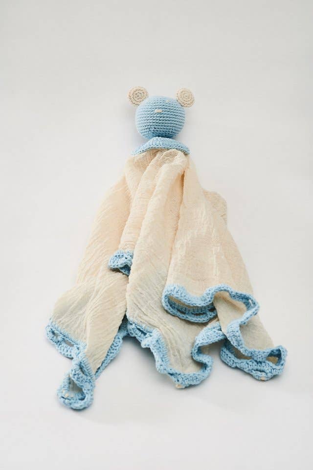 Organic Muslin Lovey Blanket Blue