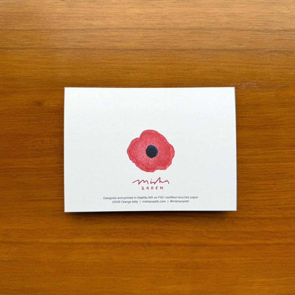 Orange Kitty with Poppies / Boxed Note Cards