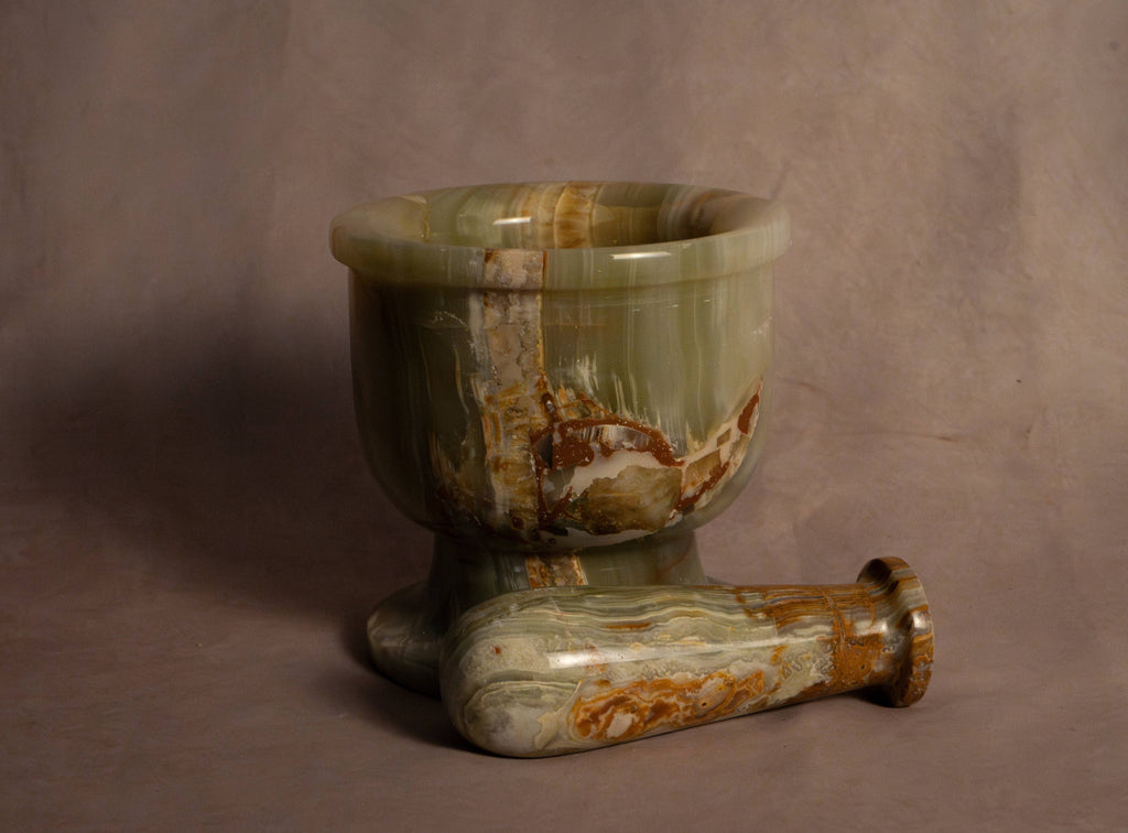 Large Heirloom Mortar & Pestle - Multi Green Onyx