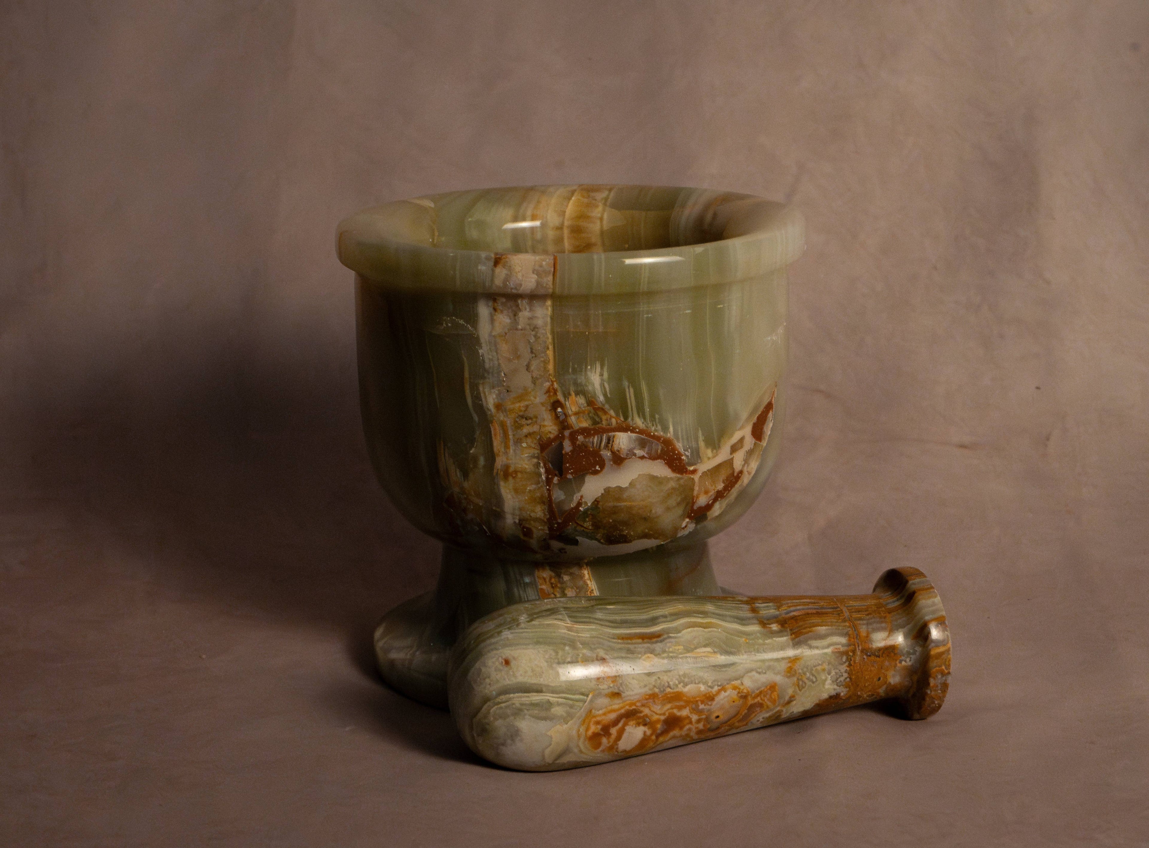 Large Heirloom Mortar & Pestle - Multi Green Onyx