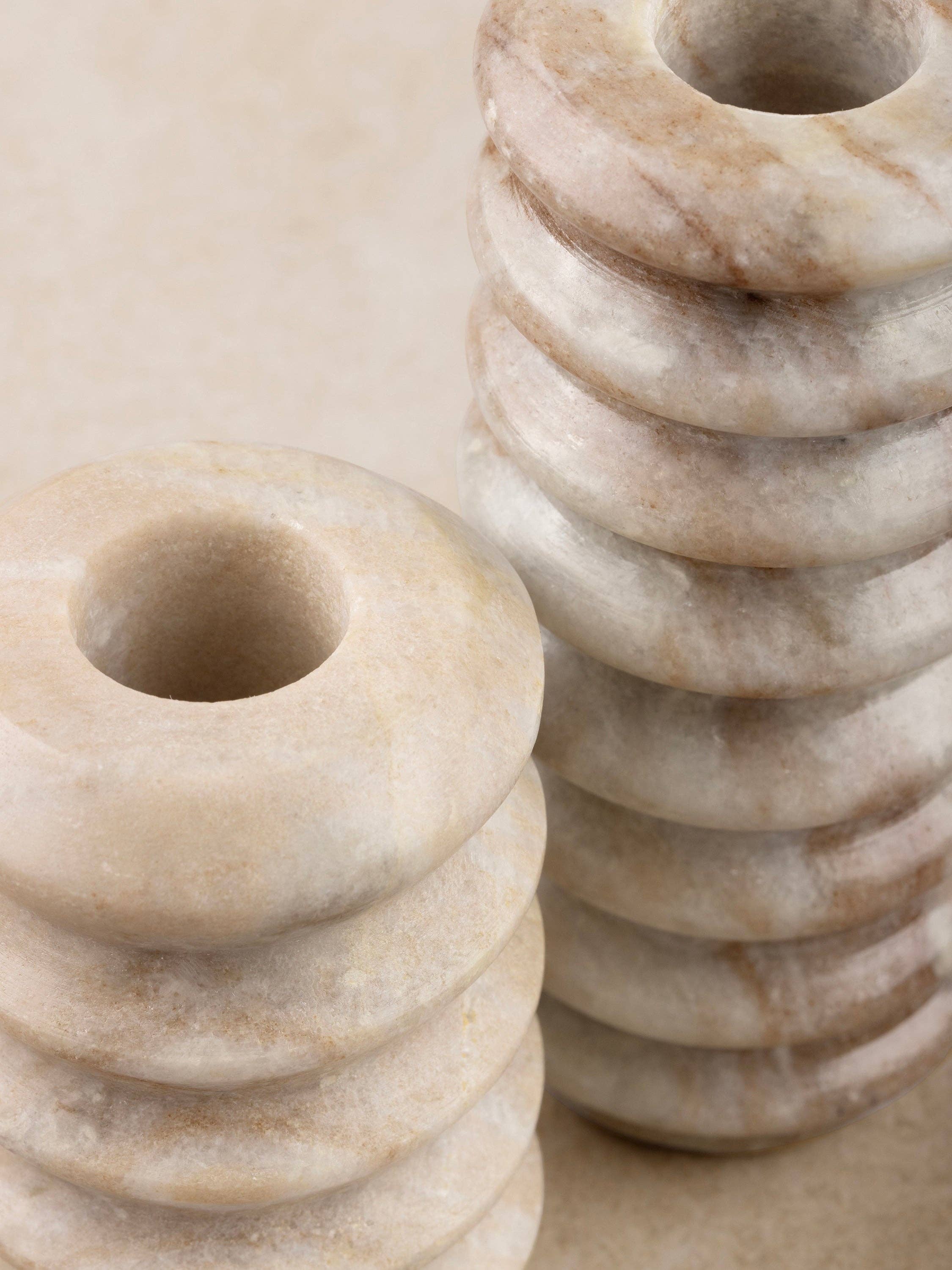 Tracey Ribbed Onyx Candle Holders — Set of 2