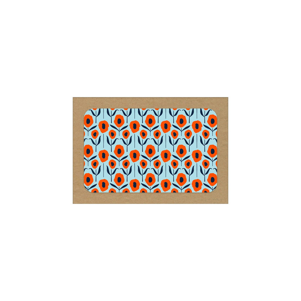 New! Country Poppies on Aqua / Blank Note Cards