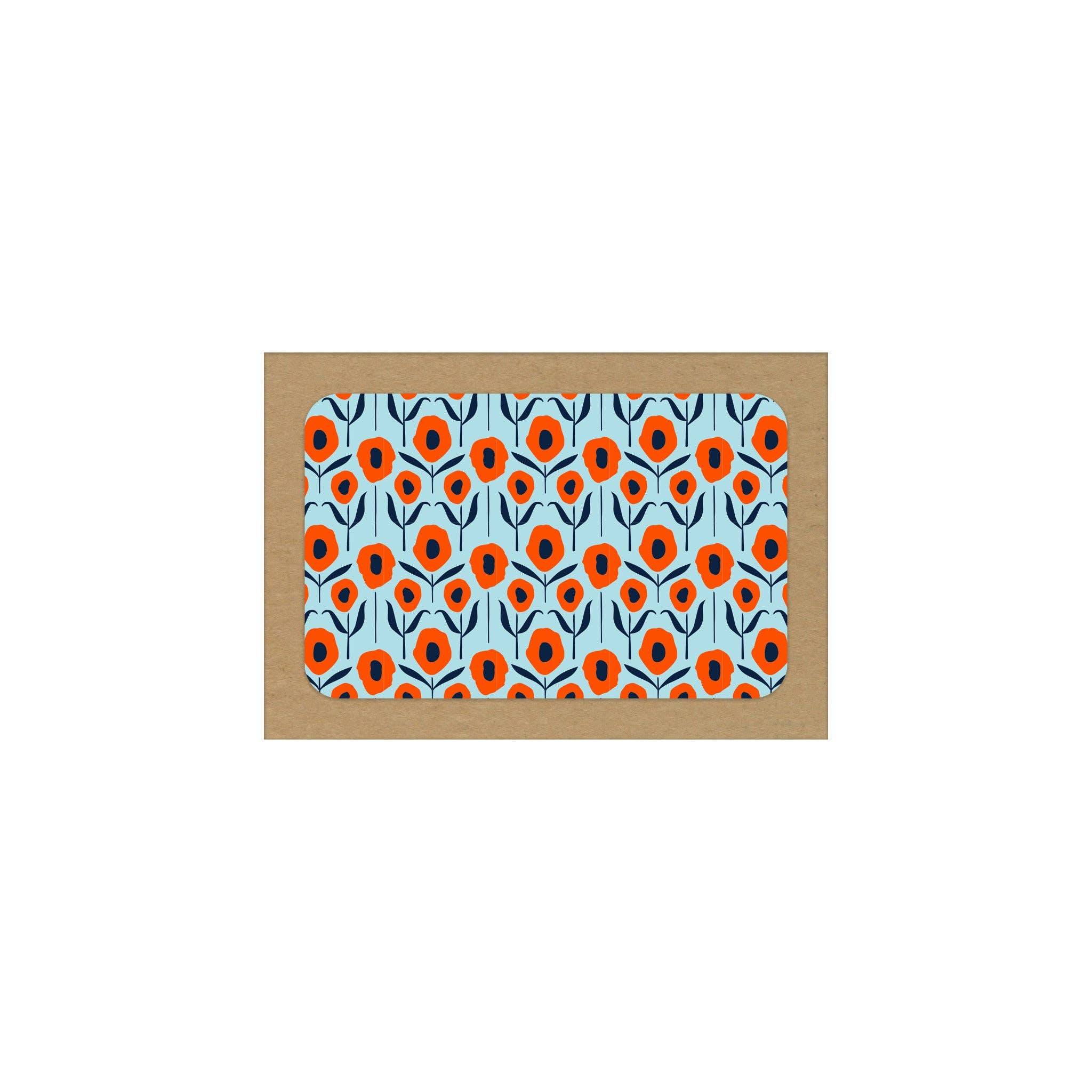 New! Country Poppies on Aqua / Blank Note Cards