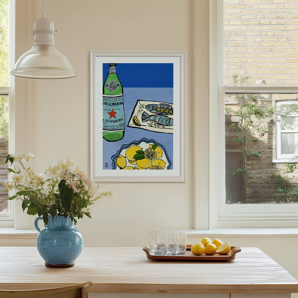 Lemon & Pellegrino Giclée Print: Italian Kitchen Wall Art