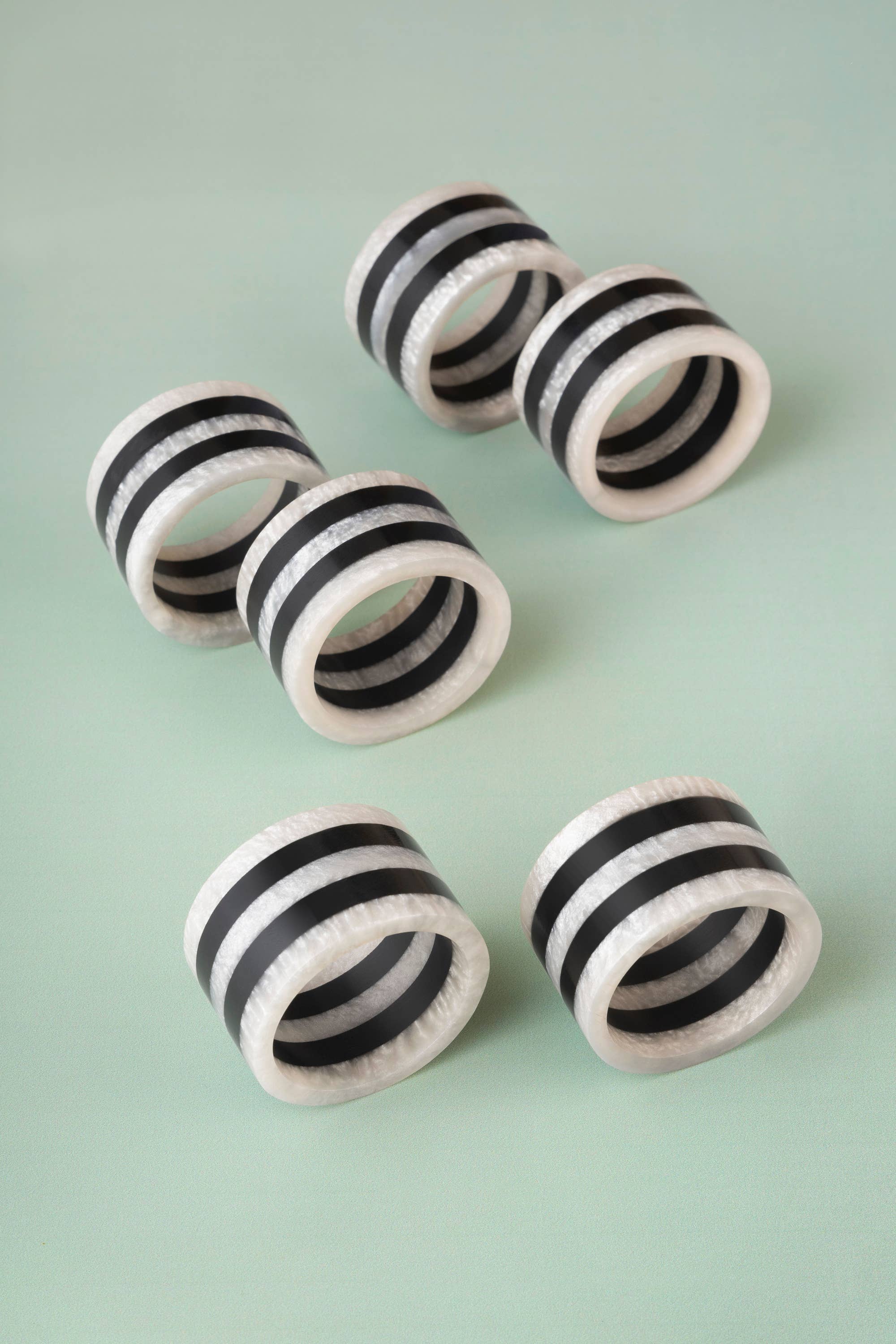 Panama Striped Resin Napkin Rings – Set of 6