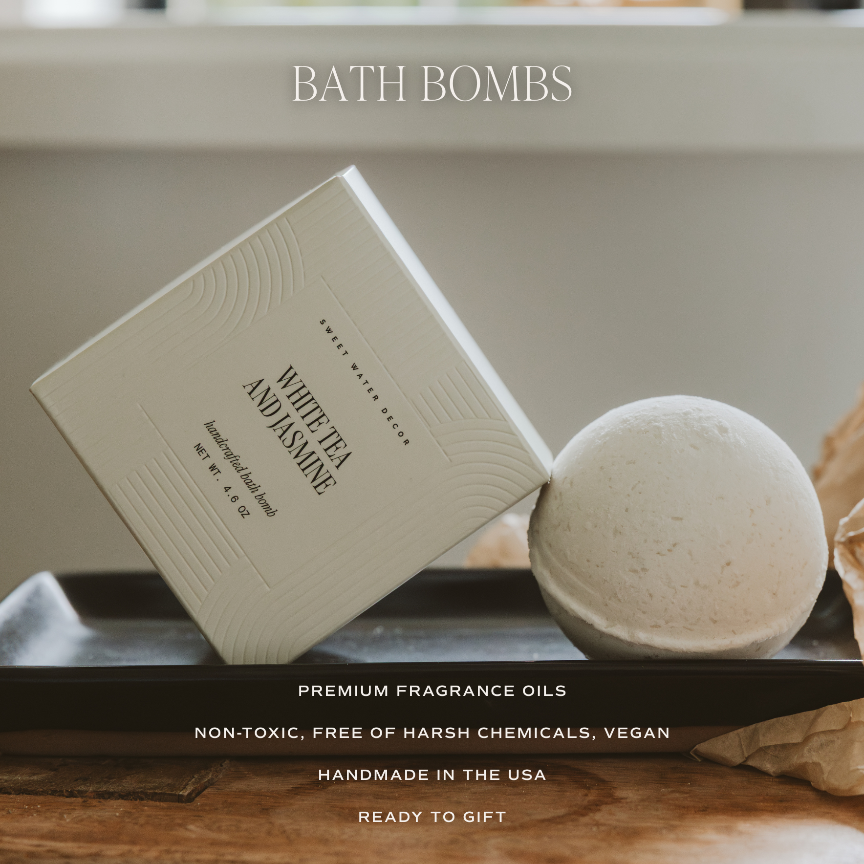White Tea and Jasmine 4.6 oz Bath Bomb