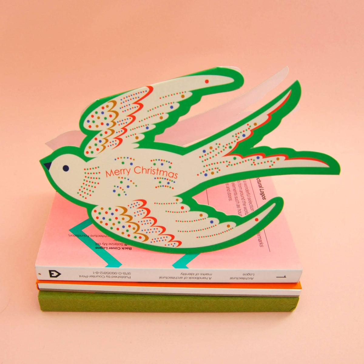 Whimsical Rocking Bird Merry Christmas Die Cut Card