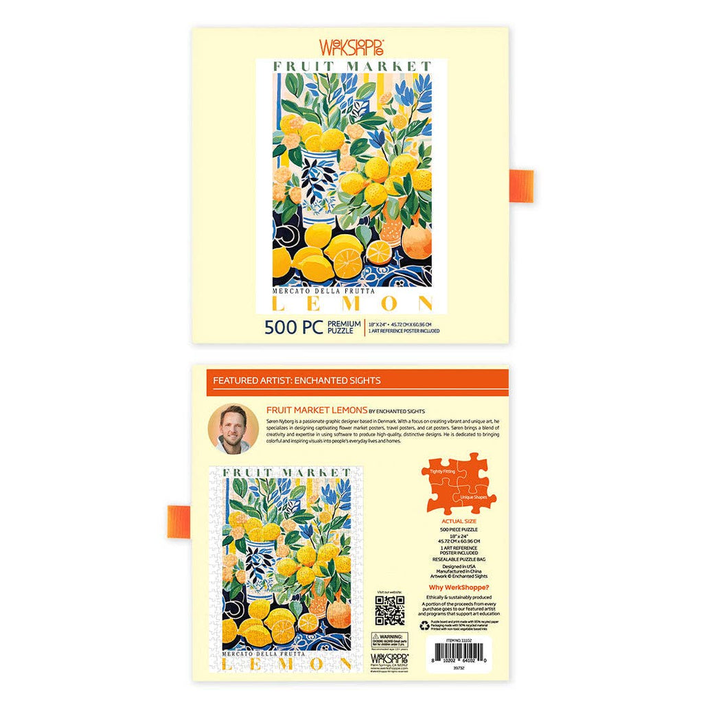 Fruit Market Lemons 500 Piece Puzzle, Mother's Day Gift