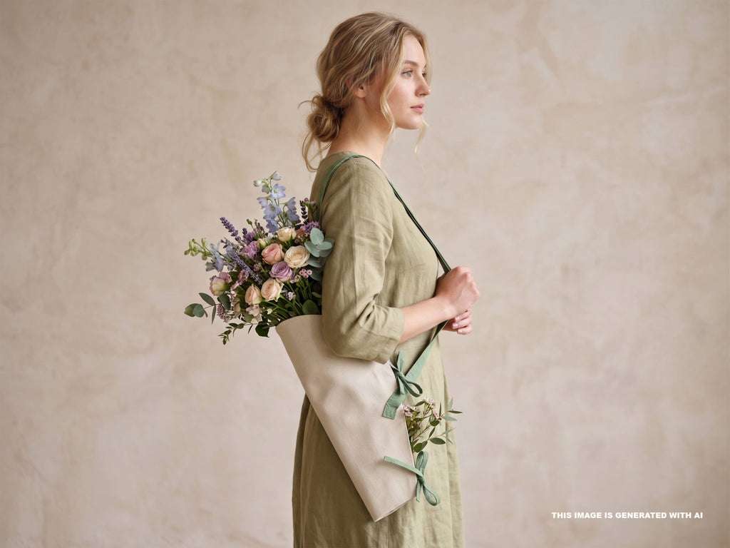 Canvas Flower Tote | Canvas Bouquet Bag | Unbranded