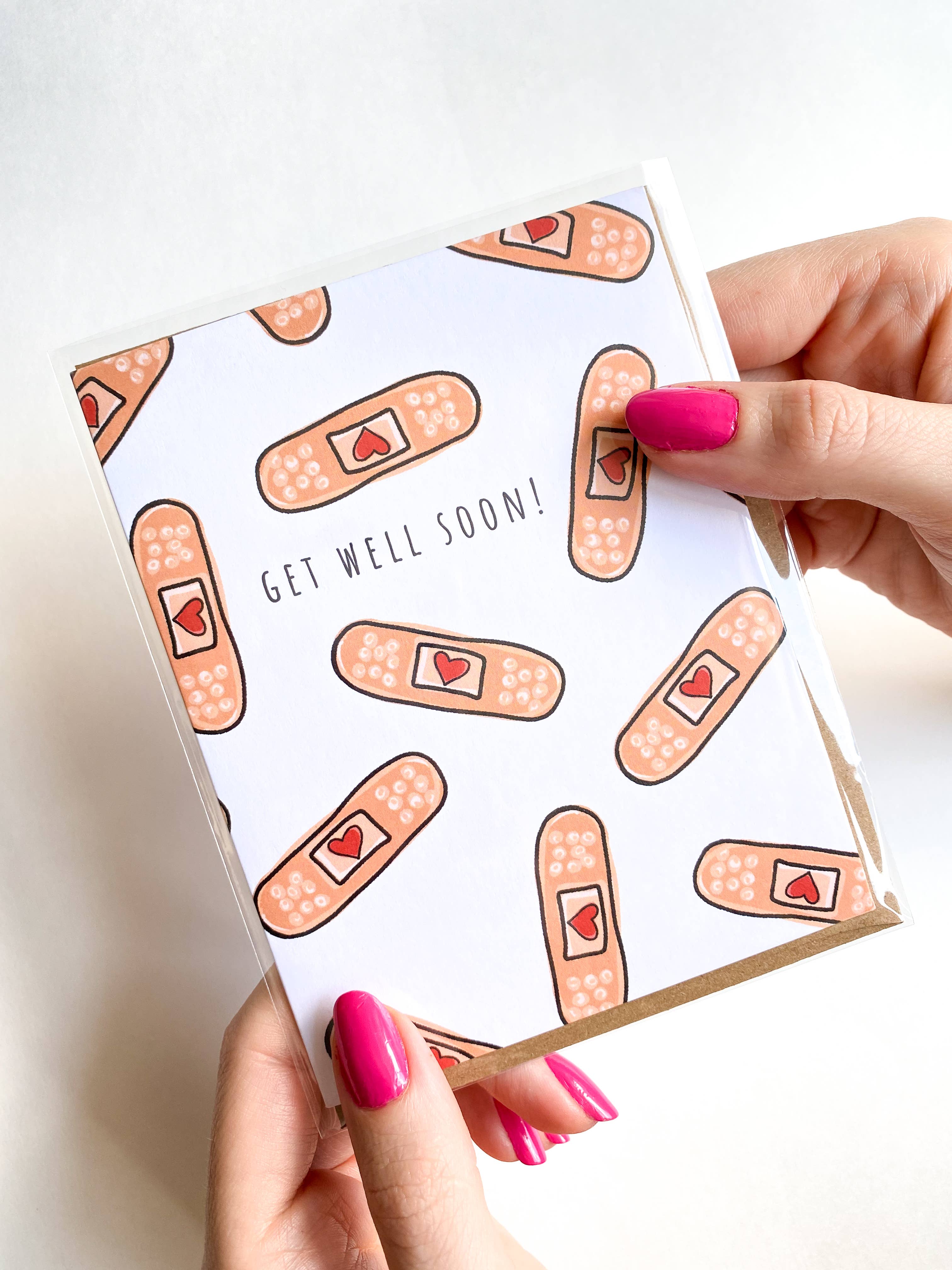 Heart Bandaid Card Get Well Soon Greeting Card