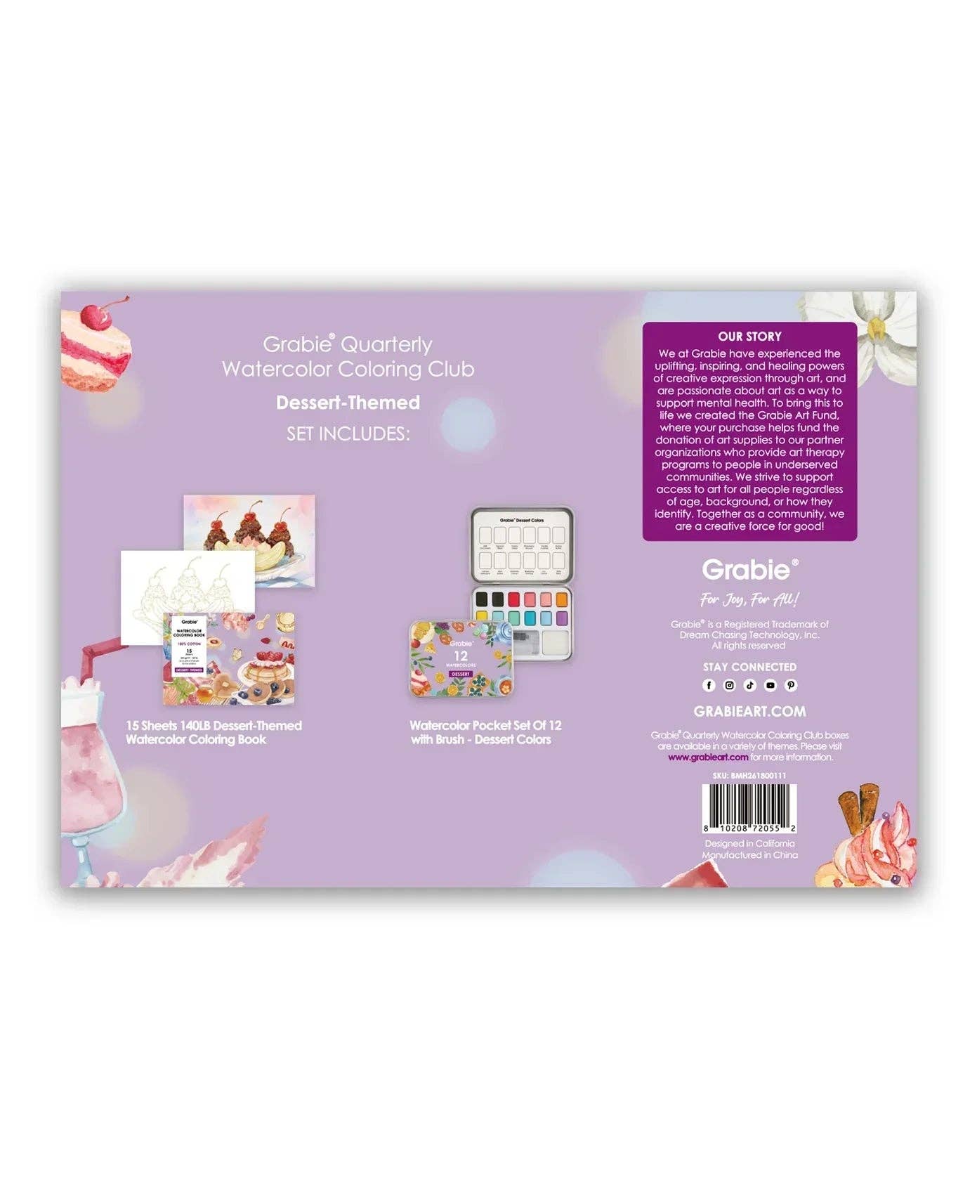 Dessert-Themed  Watercolor Coloring Club Box